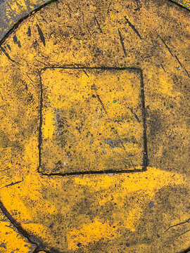 Yellow paint cracked texture square circle