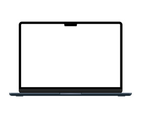 Realistic laptop mockup with blank screen isolated on white background, perspective laptop mock up different angles views