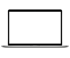 Realistic laptop mockup with blank screen isolated on white background, perspective laptop mock up different angles views