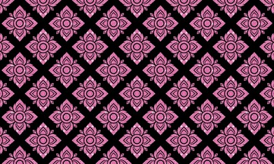 Seamless thai fabric pattern. thai flower motifs. Thailand traditional background. Thai textile pattern 