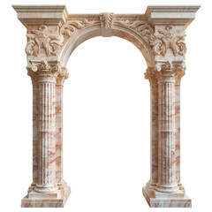 Obraz premium Color Marble Roman Column Arch Isolated on Transparent Background