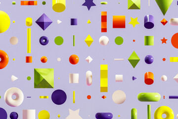 Shiny Geometric Shapes Forming a Grid Pattern