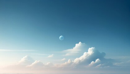 Minimalist blue sky and cloud background.