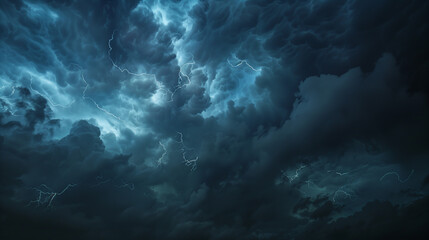 arafed image of a dark sky with lightning and clouds