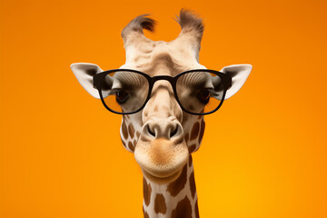 there is a giraffe wearing glasses and a pair of glasses
