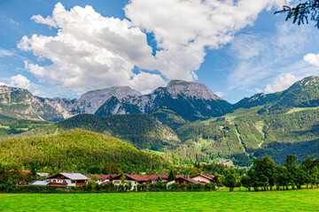 landscape view to village Sch&ouml;nau am K&ouml;nigssee, Germany. 