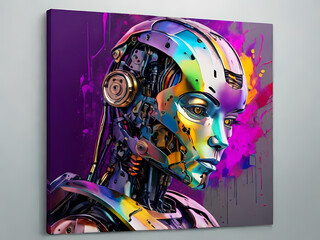 Robot artwork with human emotions | wall art style