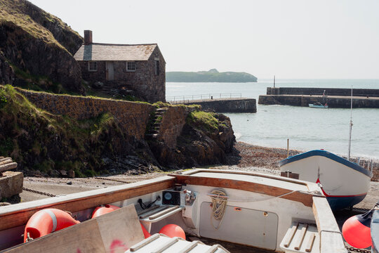 View out to sea from Mullion Cove harbour.