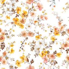 Small cute watercolor flowers. Floral seamless pattern.