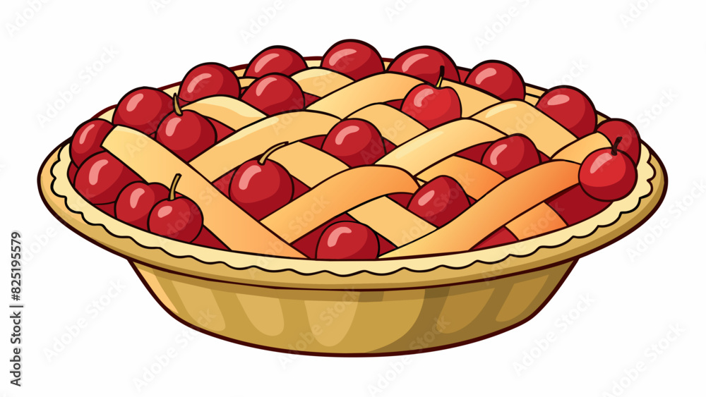 Poster a bowl of homemade cherry pie with a golden flaky crust and a warm sweet aroma. the cherries inside 