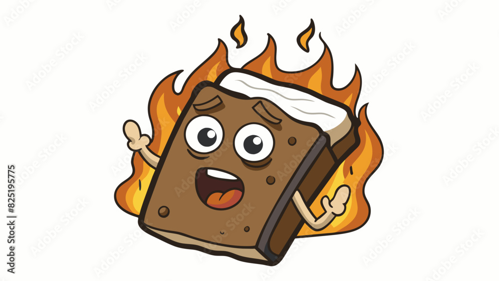 Poster A burnt piece of toast charred and blackened unable to be salvaged or enjoyed.. Cartoon Vector.