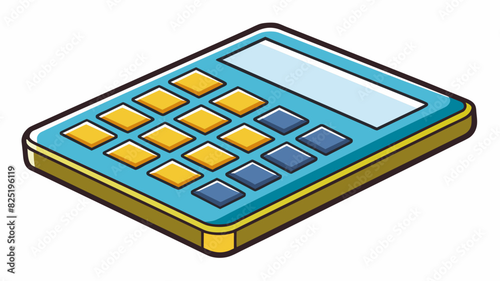 Fototapete A calculator is a means of performing mathematical calculations and is often rectangular in shape with a flat screen and buttons for inputting numbers. Cartoon Vector.