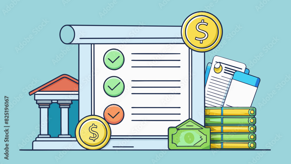 Poster A certificate of deposit This investment object is a piece of paper with a monetary value listed on it. It is typically secured in a bank or financial. Cartoon Vector.