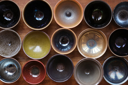 Tea cups made with traditional Chinese craftsmanship, collection