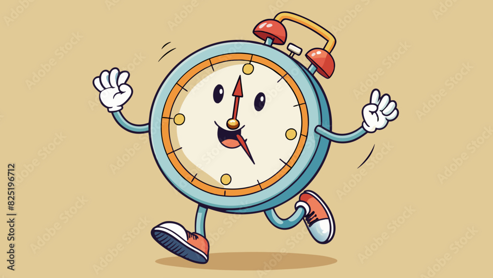 Poster A clock ticking away the seconds its hands almost reaching the top of the hour signaling the end of the work day.. Cartoon Vector.