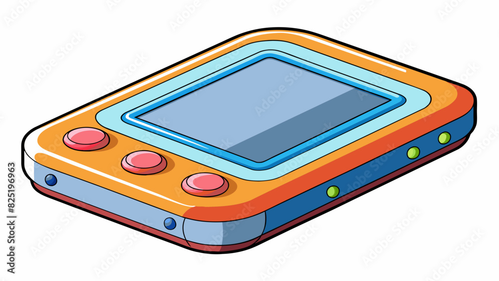 Fototapete A compact device made of smooth shiny plastic with a touchscreen display and multiple buttons.. Cartoon Vector.