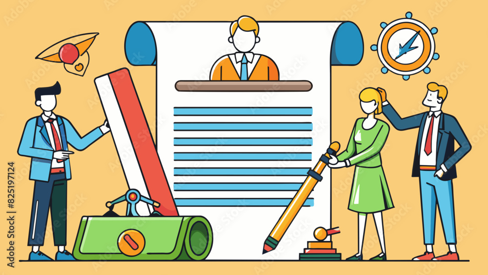 Poster a contract with its legal jargon and signatures is a common illustration of business and employment 