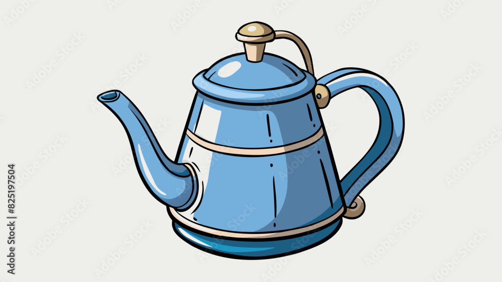 Aufkleber A cylindrical device made of metal with a handle on one end and a spout on the other used for pouring liquid.. Cartoon Vector.