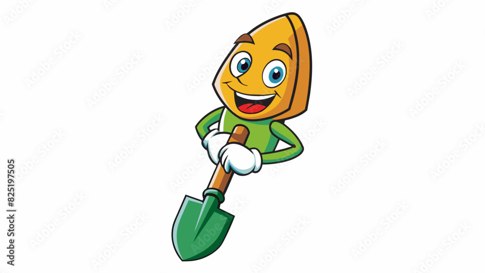 Aufkleber A cylindrical object with a pointed tip and a curved handle. It is made of metal and is used for digging holes and breaking up soil in gardening.. Cartoon Vector.