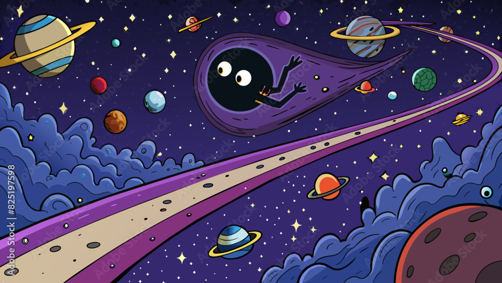 Poster a deep dark void stretching endlessly into the night sky beyond the reaches of our solar system. its