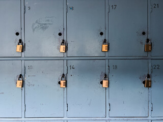 School lockers with padlocks
