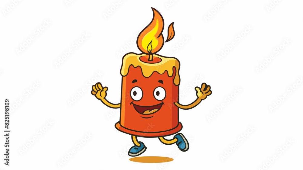 Poster a fiery orange candle its flame flickering and dancing as it releases a warm glow throughout the roo