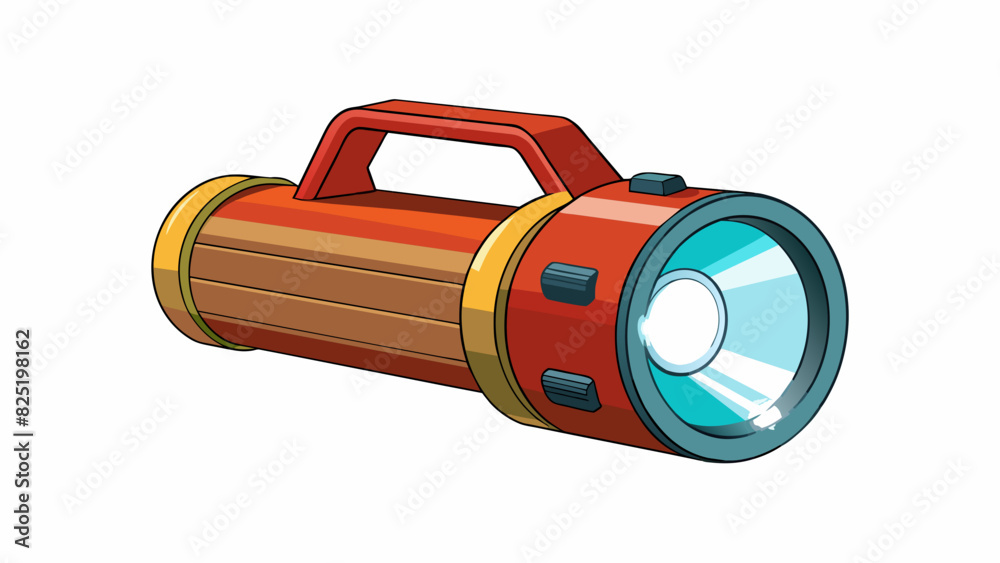 Poster A flashlight The reason for a flashlights creation is to provide a portable source of light in dark or dimlylit environments. Its compact and handheld. Cartoon Vector.