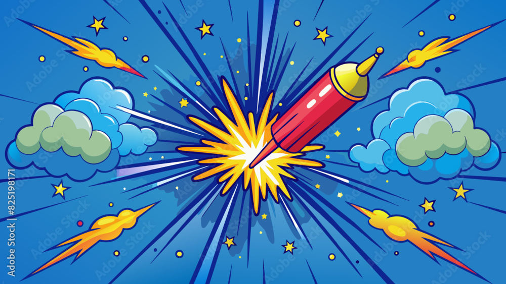 Poster a firework burst into the night sky the darkness with sparkling lights and producing a loud boom tha