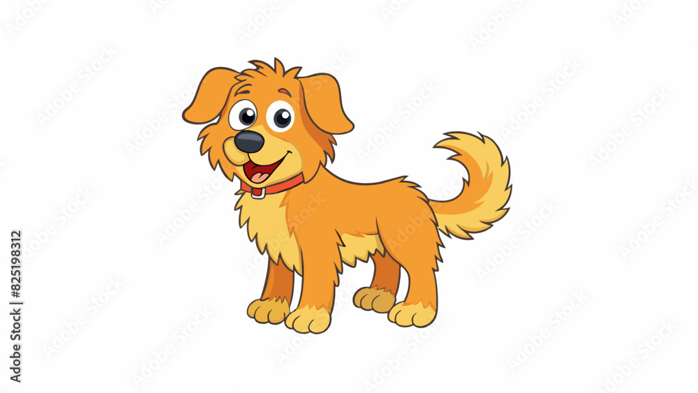 Poster A fluffy fourlegged animal with floppy ears and a wagging tail obviously a friendly dog looking for attention.. Cartoon Vector.