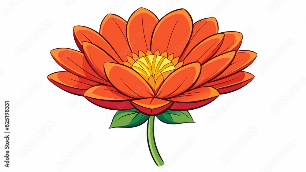 Aufkleber A flower in bloom can be described as being in a state of fullness. Its petals are open and stretched out displaying vibrant colors and a strong. Cartoon Vector.