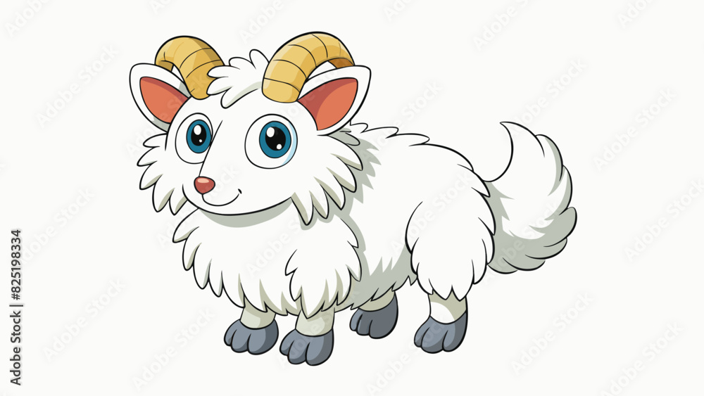 Poster A fluffy white animal with long ears and a cottony tail. It has large curious eyes and a twitchy nose.. Cartoon Vector.