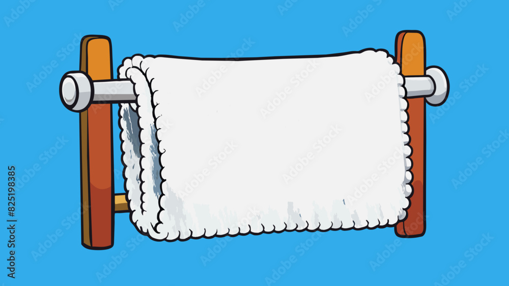 Poster a fluffy white towel hanging on a towel rack ready to provide warmth and comfort after a long relaxi
