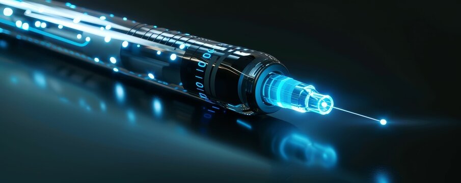 Smart injection pen administering biologic drugs through glowing sensors and digital feedback