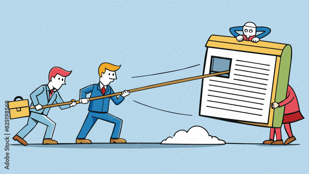 Poster A game of tug of war between two teams with one representing the current government and the other representing the opposition both trying to gain. Cartoon Vector.