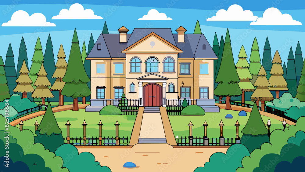Poster a gated mansion nestled within a quiet forest complete with its own private lake and sprawling garde