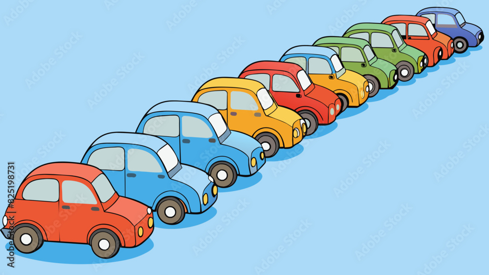 Poster A group of 50 identical toy cars made in a factory represents the population of that specific model of toy car. They all have the same size color and. Cartoon Vector.