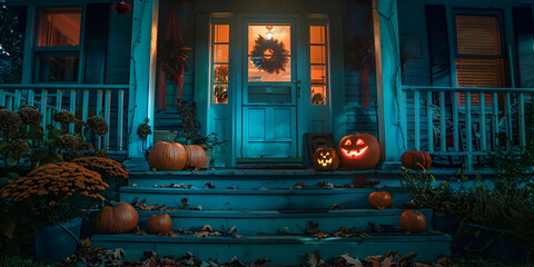 halloween pumpkin on the door