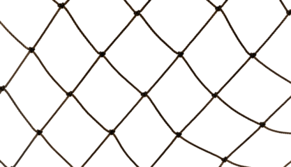 Football or tennis net. Rope mesh on a white background close-up