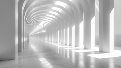 arafed image of a long hallway with arches and columns - Powered by Adobe