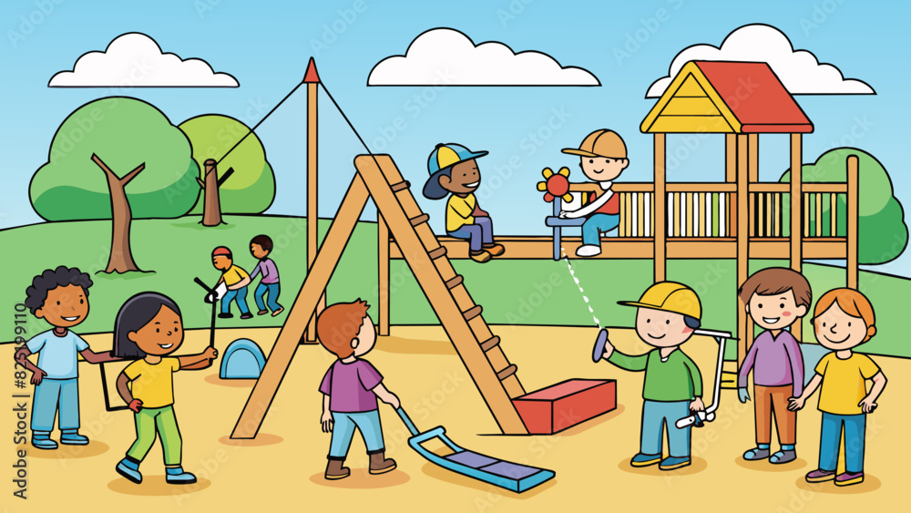 Aufkleber a heartwarming feature about a community coming together to build a new playground for their neighbo