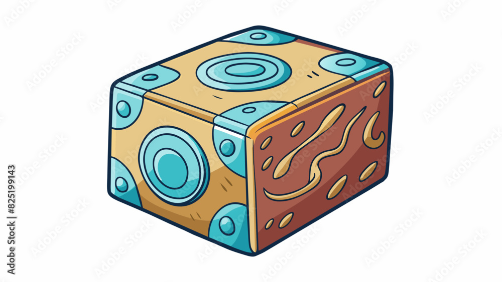 Poster A heavy blockshaped object with a smooth surface and no discernible features. It seems to be made of a dense solid material and has intricate patterns. Cartoon Vector.
