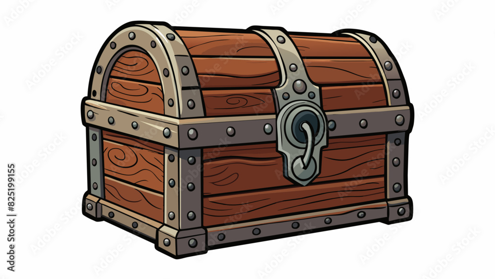 Poster a heavy weathered chest made of dark wood and adorned with intricate carvings and metal handles.. ca