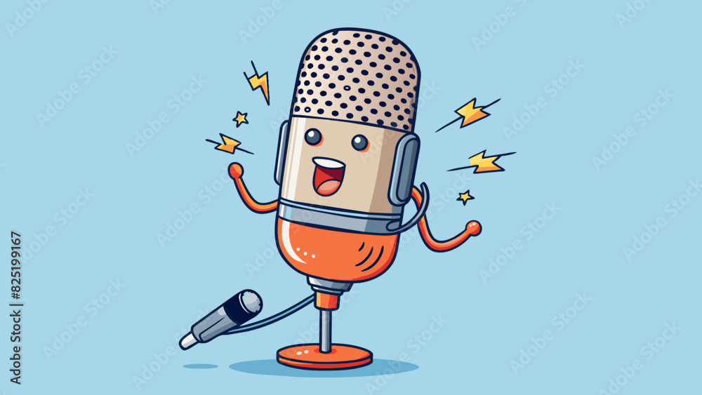 Poster A highly sensitive microphone that picks up even the faintest of sounds indicating its awareness and ability to detect noise.. Cartoon Vector.