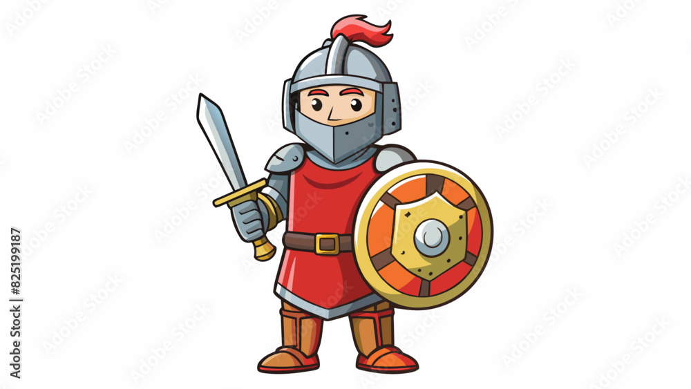 Poster a helmet and shield held by a knight in shining armor prepared to defend against attacks from enemie