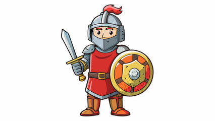 A helmet and shield held by a knight in shining armor prepared to defend against attacks from enemies in battle. The helmet offers protection for the. Cartoon Vector.