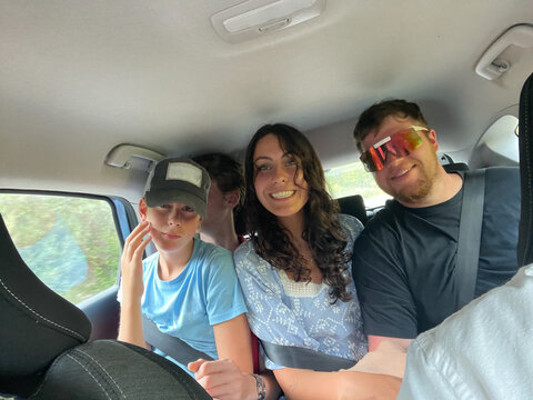 UGC of crowded teens and young adults in car ride  
