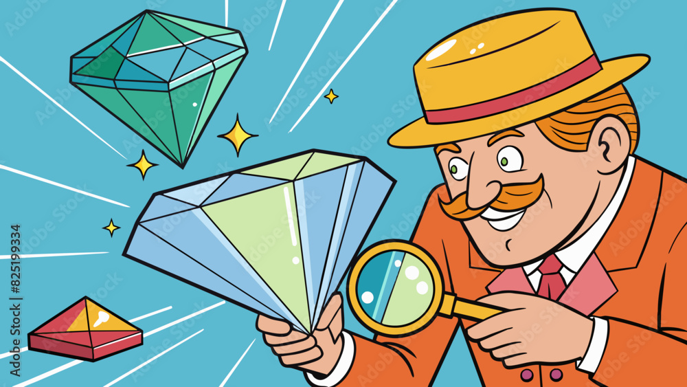 Aufkleber a jeweler examining a diamond under a specialized light noting the stones clarity color and to deter