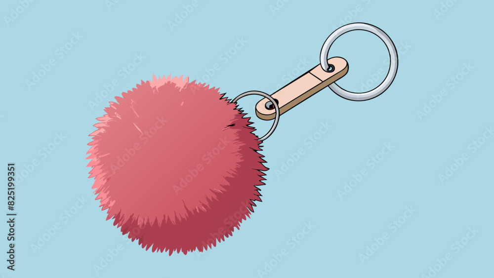 Wall mural a keychain with an extra large fluffy pompom dangled from a set of keys adding a touch of color and 