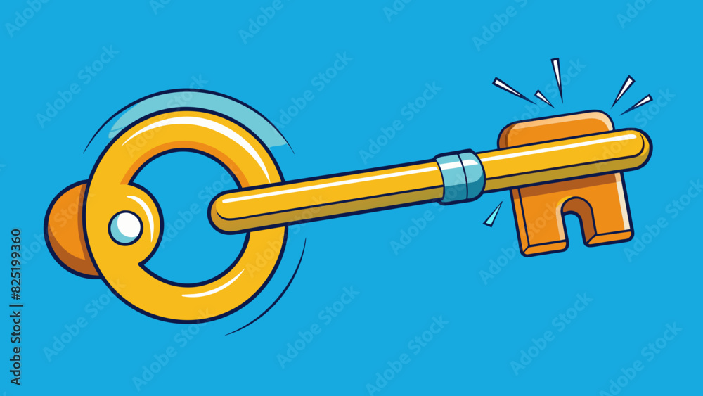 Poster A key smoothly turning and unlocking a lock without any resistance or jiggling.. Cartoon Vector.