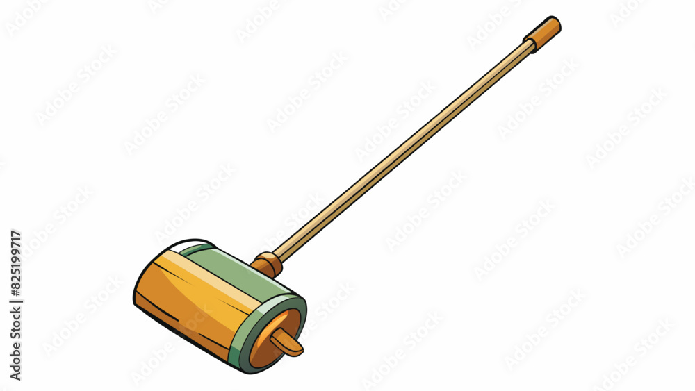 Poster A lightweight cylindrical object with a long handle designed to sweep away dirt and debris from hard floors.. Cartoon Vector.